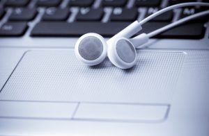 Headphones on laptop